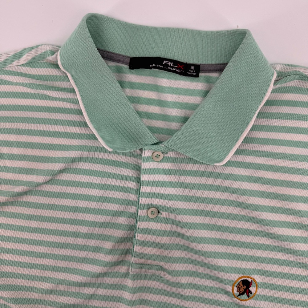 RLX Ralph Lauren Seminole Golf Club Polo Shirt Men XXL Green Stripe Short Sleeve
